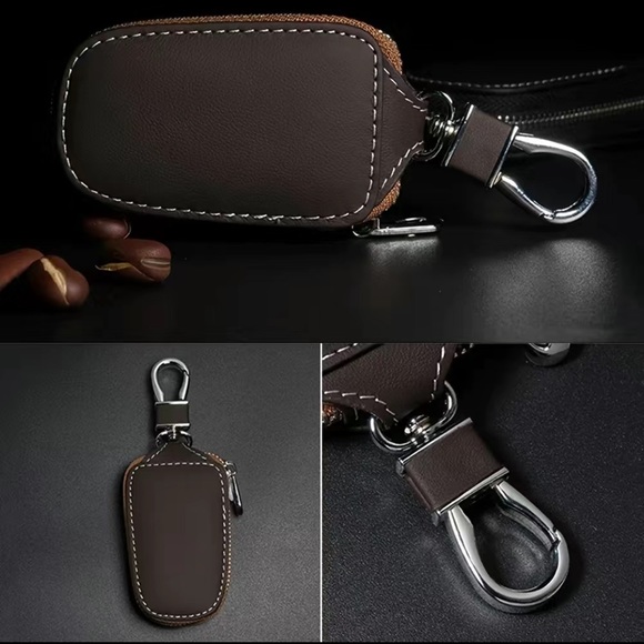 Car Keychain Protective Cover, High Quality Genuine Leather Universal Key Case - Picture 4 of 5